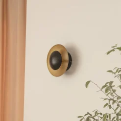 Lindby Væglamper|Væglamper > LED-væglampe Tiama, metal, sort/guld, Ø 20 cm