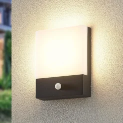Lindby Væglampe Med Sensor|Terrassebelysning > LED-væglampe Vanira, antracit, aluminium, sensor, IP54