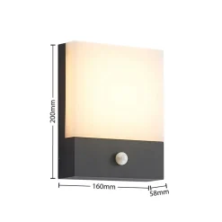 Lindby Væglampe Med Sensor|Terrassebelysning > LED-væglampe Vanira, antracit, aluminium, sensor, IP54