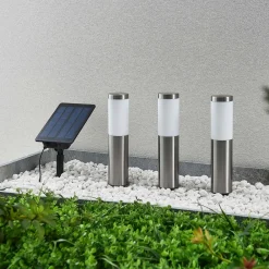Lindby Solcellelamper|Udendørs Spot > Lexiane LED-solcellelamper, 3-sæt, stål