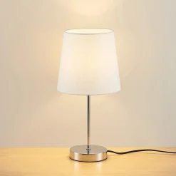 Lindby Bordlamper > Leza bordlampe, krom, hvid skærm