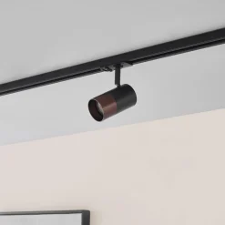 Lindby Skinnesystem > Linaro skinnespot, GU10, Ø 6 cm, sort/brun