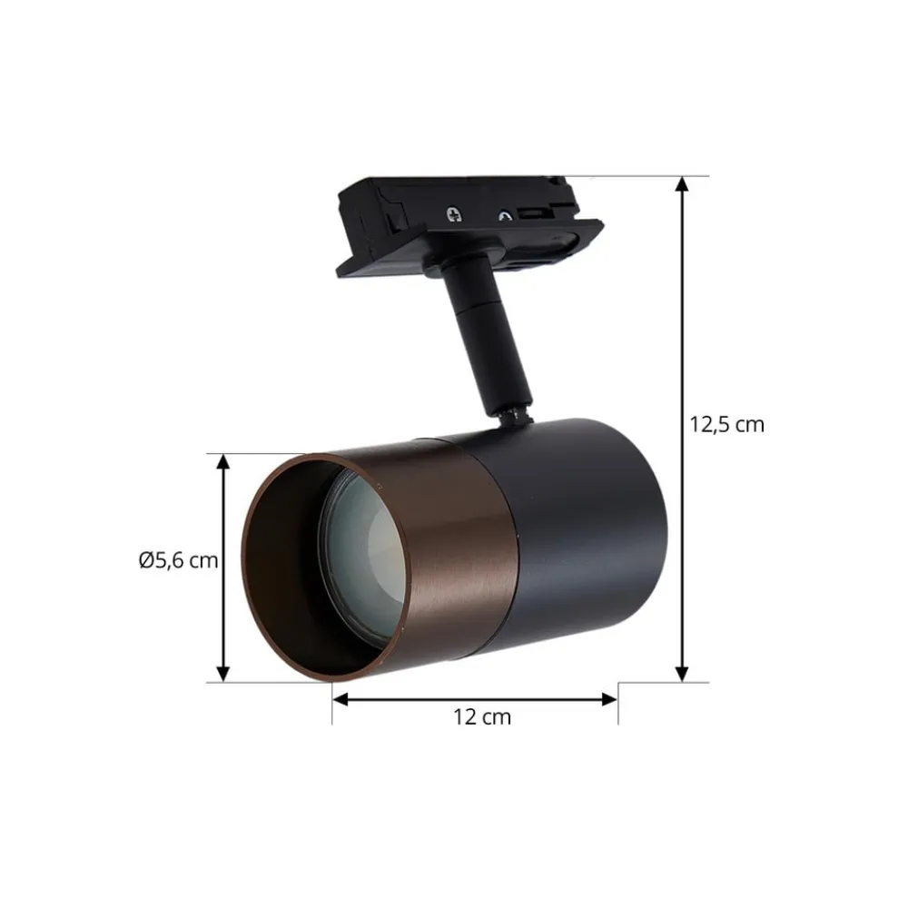 Lindby Skinnesystem > Linaro skinnespot, GU10, Ø 6 cm, sort/brun