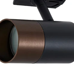 Lindby Skinnesystem > Linaro skinnespot, GU10, Ø 6 cm, sort/brun