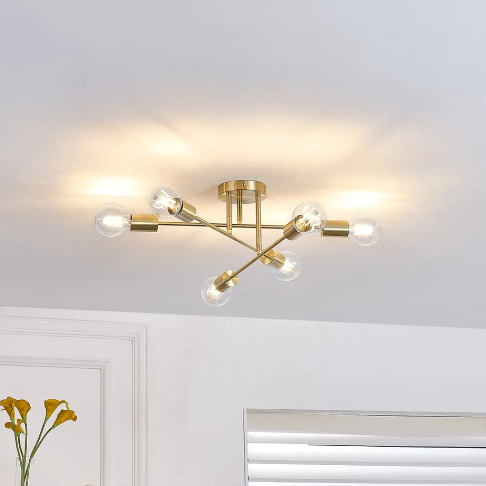 Lindby Gang|Loftlamper > loftlampe Aloria, 6 lyskilder, guld, metal, E27