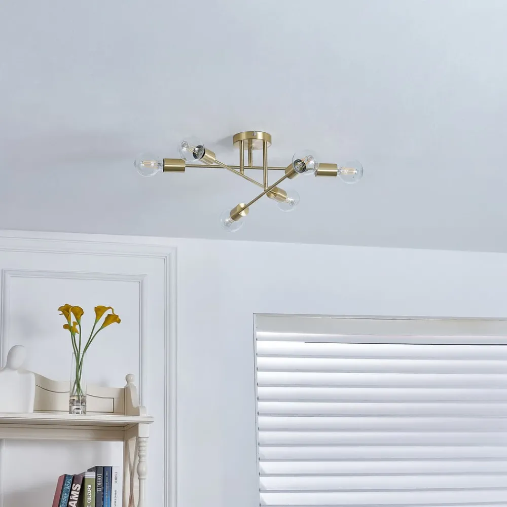 Lindby Gang|Loftlamper > loftlampe Aloria, 6 lyskilder, guld, metal, E27