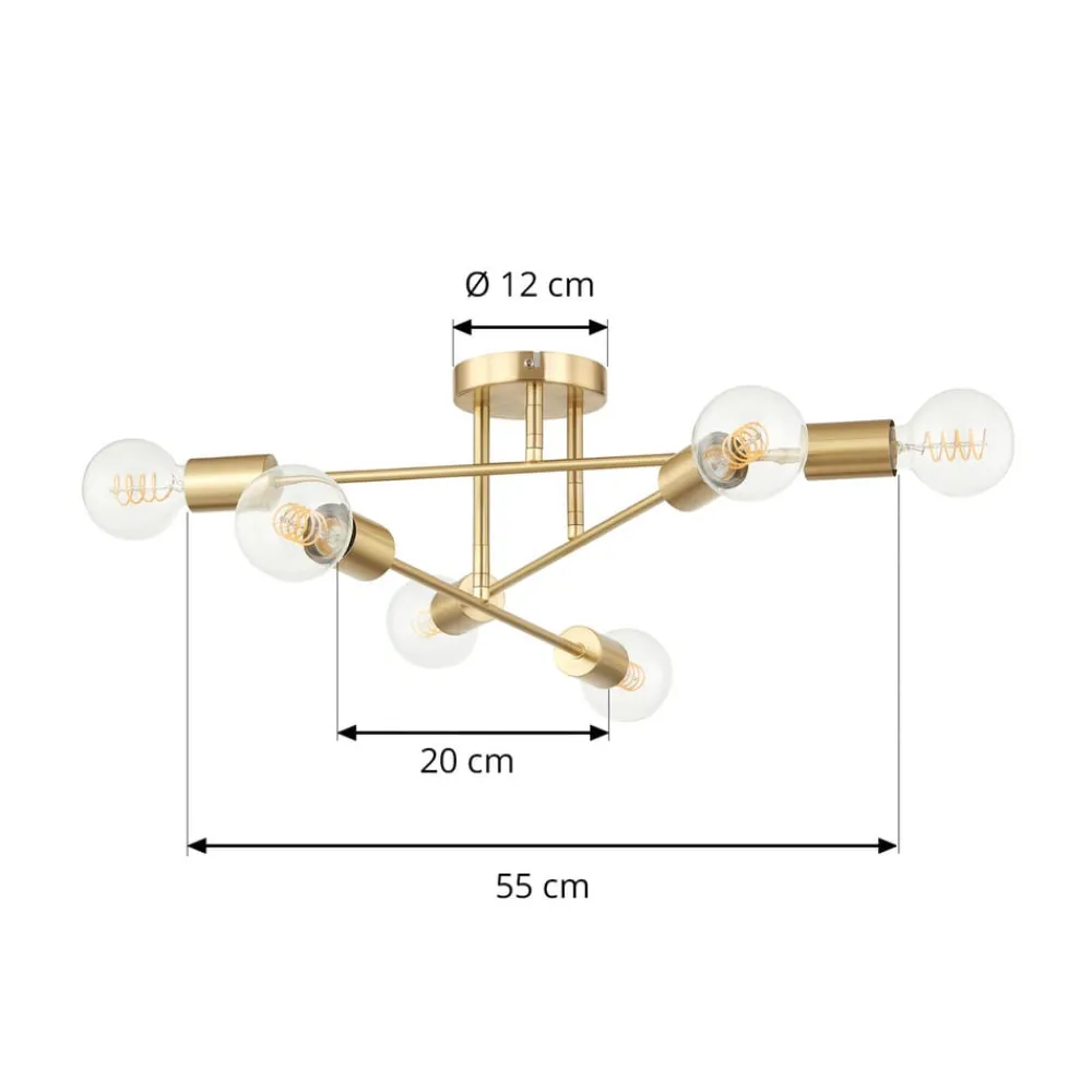 Lindby Gang|Loftlamper > loftlampe Aloria, 6 lyskilder, guld, metal, E27