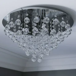 Lindby Loftlamper|Loftlamper > loftlampe Annica, rund, krom, metal, Ø 46cm