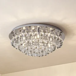 Lindby Loftlamper|Loftlamper > loftlampe Antonino, 8 lyskilder, krom, krystal, 55 cm
