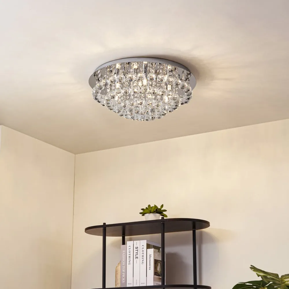 Lindby Loftlamper|Loftlamper > loftlampe Antonino, 8 lyskilder, krom, krystal, 55 cm
