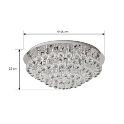 Lindby Loftlamper|Loftlamper > loftlampe Antonino, 8 lyskilder, krom, krystal, 55 cm