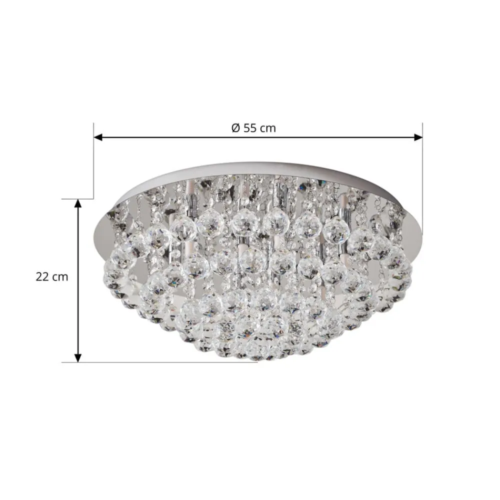 Lindby Loftlamper|Loftlamper > loftlampe Antonino, 8 lyskilder, krom, krystal, 55 cm