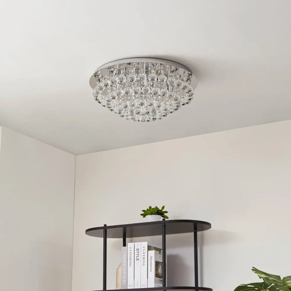 Lindby Loftlamper|Loftlamper > loftlampe Antonino, 8 lyskilder, krom, krystal, 55 cm