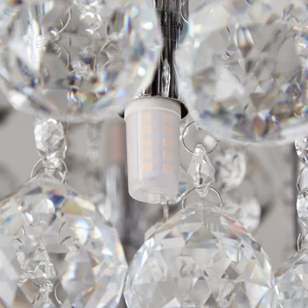 Lindby Loftlamper|Loftlamper > loftlampe Antonino, 8 lyskilder, krom, krystal, 55 cm