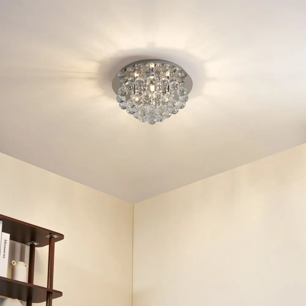 Lindby Loftlamper|Loftlamper > loftlampe Antonino, 4 lyskilder, krom, krystal, 35 cm