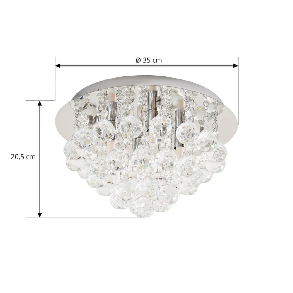 Lindby Loftlamper|Loftlamper > loftlampe Antonino, 4 lyskilder, krom, krystal, 35 cm