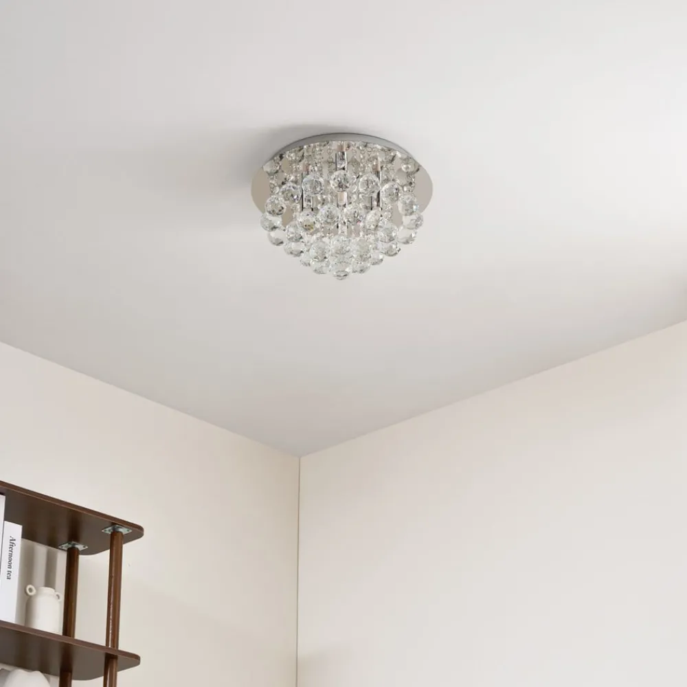 Lindby Loftlamper|Loftlamper > loftlampe Antonino, 4 lyskilder, krom, krystal, 35 cm