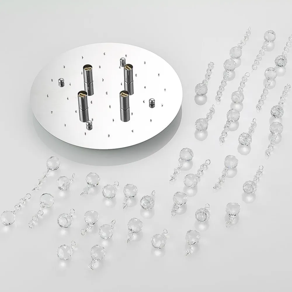 Lindby Loftlamper|Loftlamper > loftlampe Antonino, 4 lyskilder, krom, krystal, 35 cm