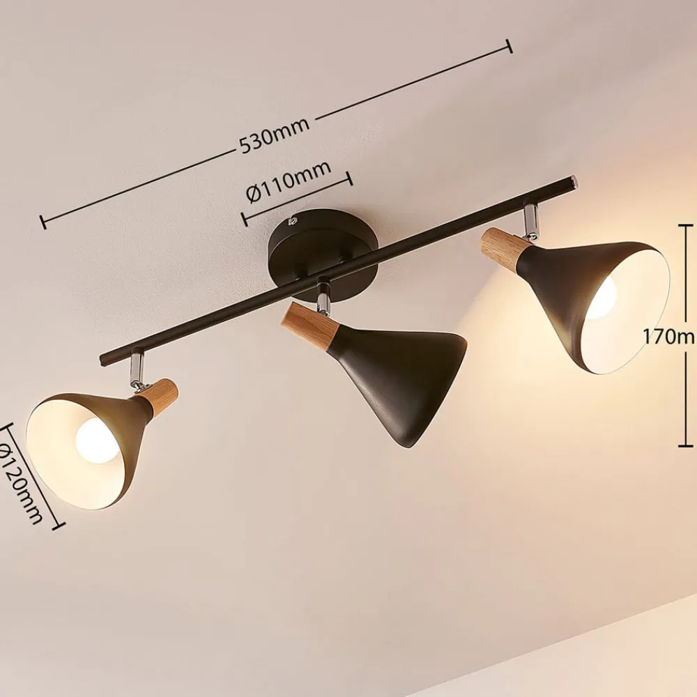 Loftlamper|Pendellamper ^ Lindby loftlampe Arina, 53 cm, sort, 3 lyskilder, E14