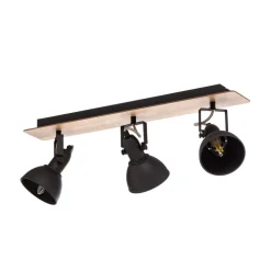 Lindby Gang|Loftlamper > loftlampe Aylis, 3 lyskilder, 60 cm, sort, træ, E14