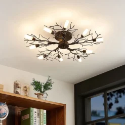 Lindby Loftlamper|Loftlamper > loftlampe Bigna, Ø 68 cm, 10 lyskilder, glas, metal