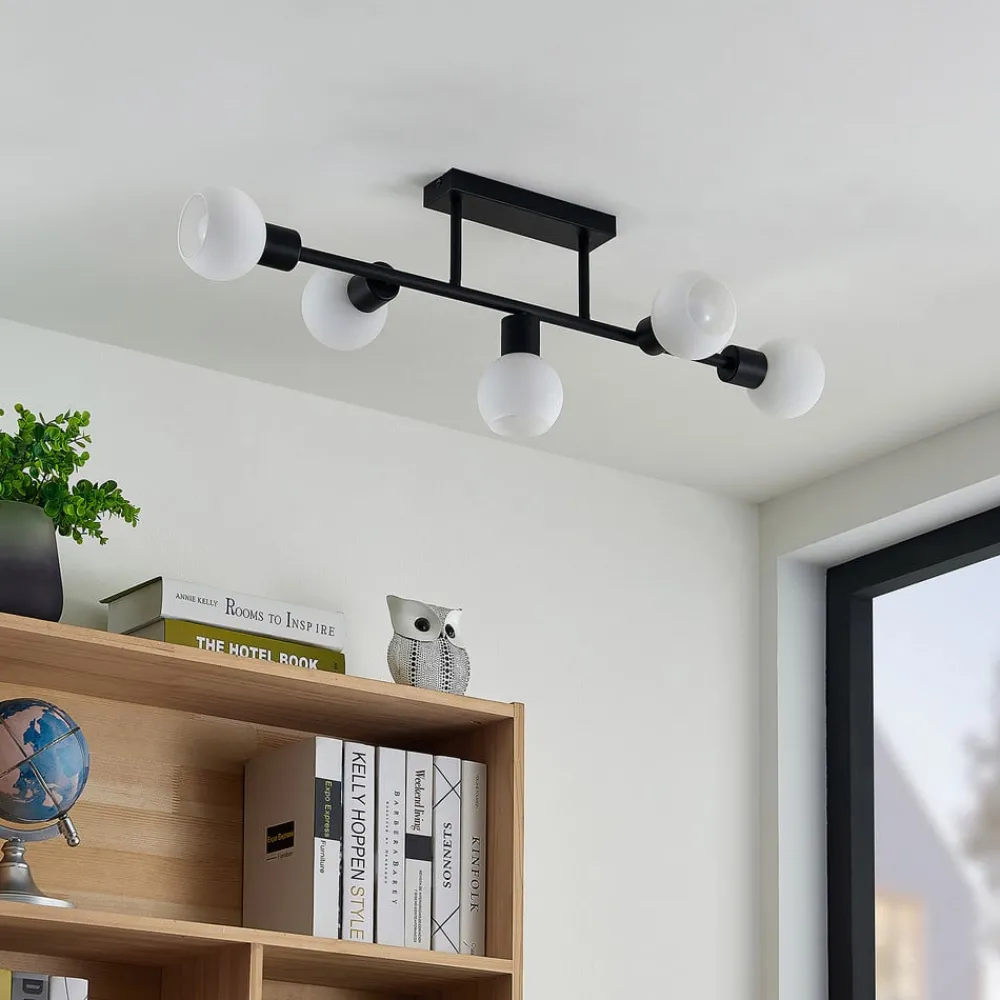 Lindby Gang|Loftlamper > loftlampe Biscala, 5flg, sort/opal