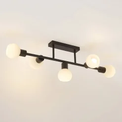 Lindby Gang|Loftlamper > loftlampe Biscala, 5flg, sort/opal