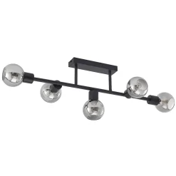 Loftlamper|Loftlamper ^ Lindby loftlampe Biscala, 5 lyskilder, sort/røget, E14