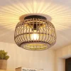 Lindby Loftlamper|Loftlamper > loftlampe Bominio, Ø 33 cm, rattan, træ, E27