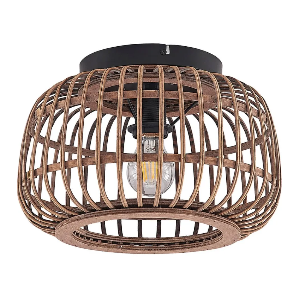 Lindby Loftlamper|Loftlamper > loftlampe Bominio, Ø 33 cm, rattan, træ, E27