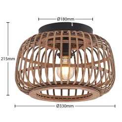 Lindby Loftlamper|Loftlamper > loftlampe Bominio, Ø 33 cm, rattan, træ, E27