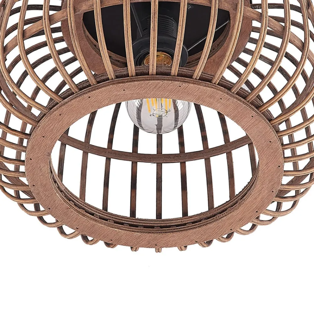 Lindby Loftlamper|Loftlamper > loftlampe Bominio, Ø 33 cm, rattan, træ, E27