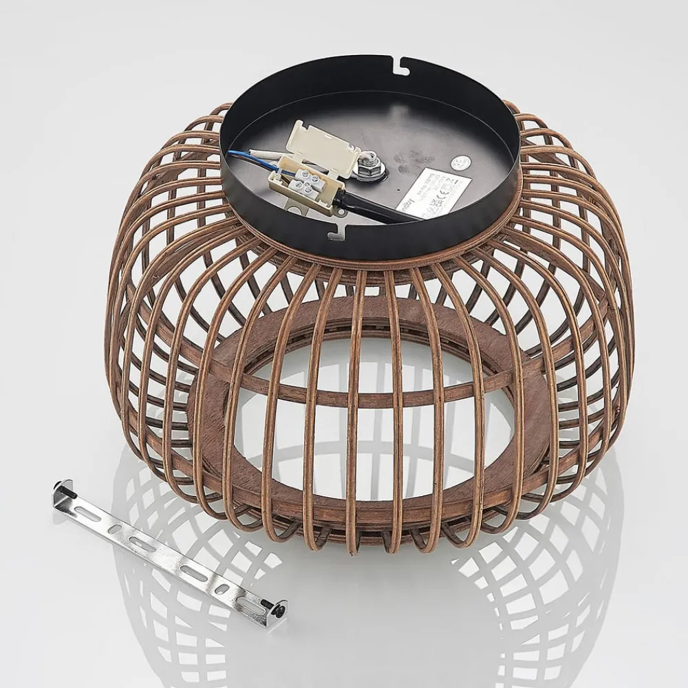 Lindby Loftlamper|Loftlamper > loftlampe Bominio, Ø 33 cm, rattan, træ, E27