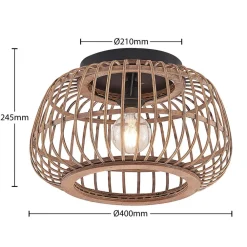 Loftlamper|Loftlamper ^ Lindby loftlampe Bominio, Ø 40 cm, rattan, træ, E27