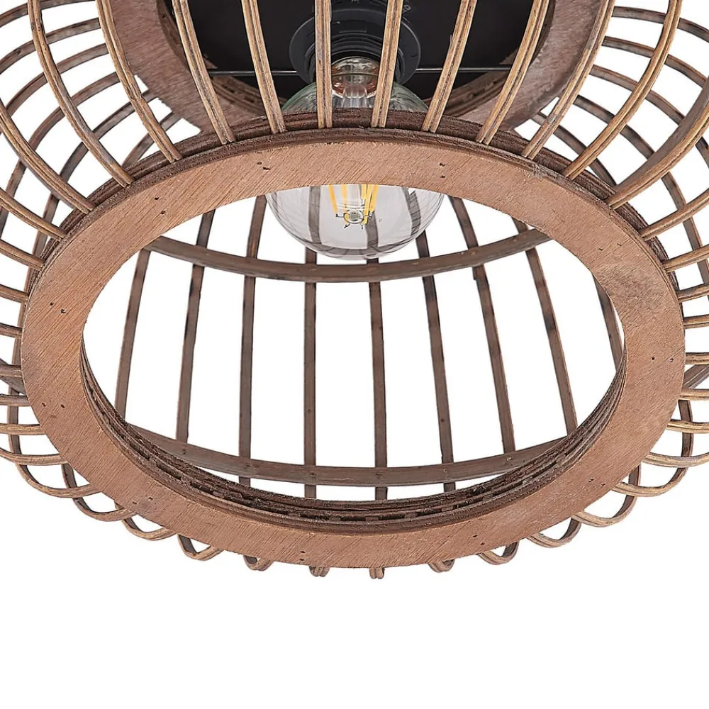 Loftlamper|Loftlamper ^ Lindby loftlampe Bominio, Ø 40 cm, rattan, træ, E27