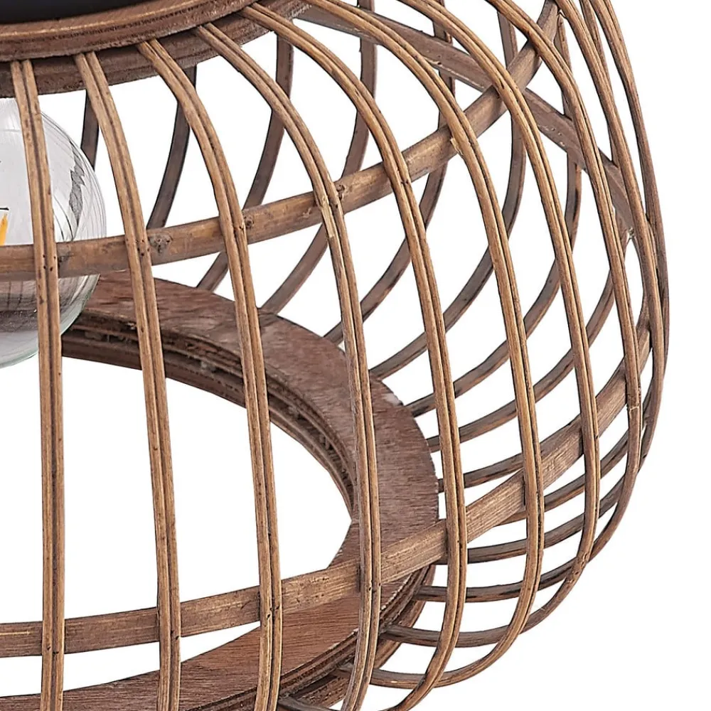 Loftlamper|Loftlamper ^ Lindby loftlampe Bominio, Ø 40 cm, rattan, træ, E27