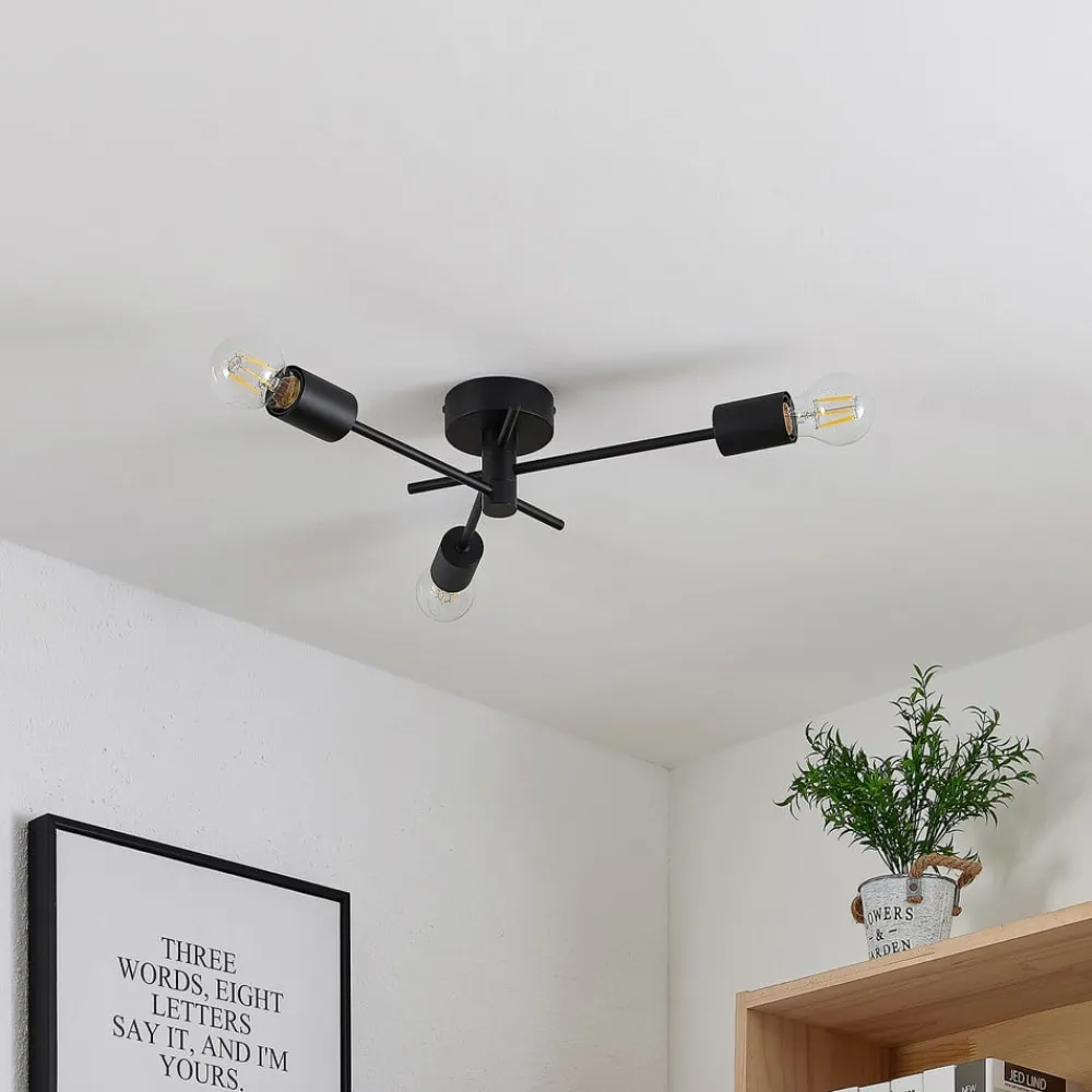 Lindby Gang|Loftlamper > loftlampe Cerros, 3 lyskilder, sort, metal