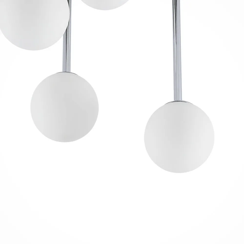 Loftlamper ^ Lindby loftlampe Chrissy, Ø 27 cm, krom, 5 lyskilder, glas