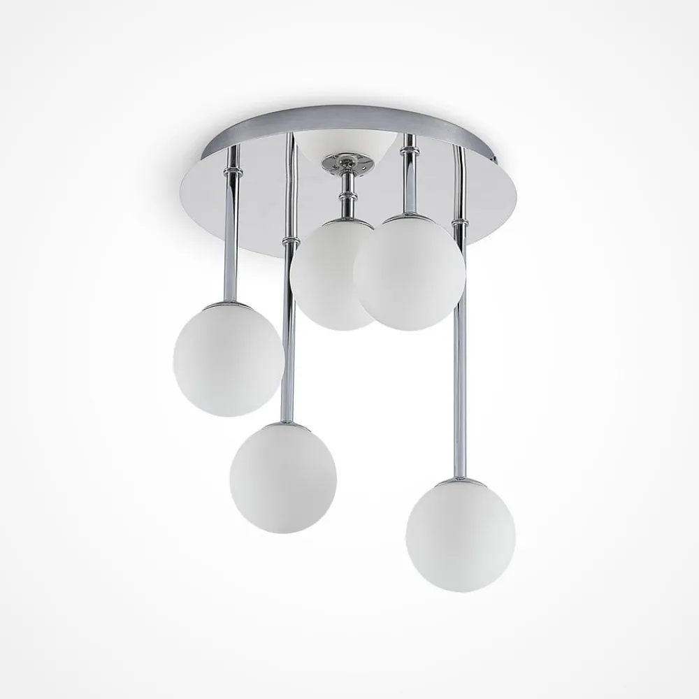 Loftlamper ^ Lindby loftlampe Chrissy, Ø 27 cm, krom, 5 lyskilder, glas
