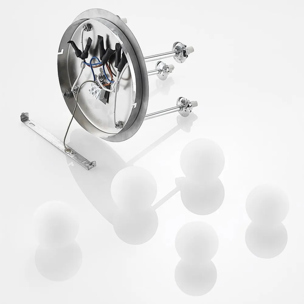 Loftlamper ^ Lindby loftlampe Chrissy, Ø 27 cm, krom, 5 lyskilder, glas