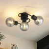 Loftlamper|Loftlamper ^ Lindby loftlampe Ciala, 3 lyskilder, sort, røgfarvet, glas