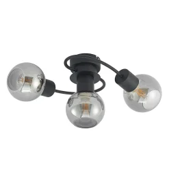 Loftlamper|Loftlamper ^ Lindby loftlampe Ciala, 3 lyskilder, sort, røgfarvet, glas