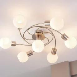 Lindby Gang|Loftlamper > loftlampe Ciala, 7 lyskilder, nikkelfarvet, glas