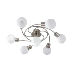 Lindby Gang|Loftlamper > loftlampe Ciala, 7 lyskilder, nikkelfarvet, glas