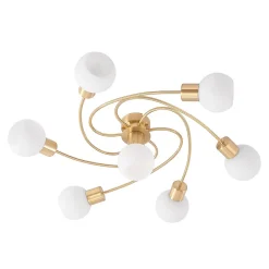 Gang|Loftlamper ^ Lindby loftlampe Ciala, 7 lyskilder, messingfarvet, glas
