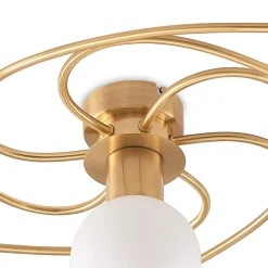 Gang|Loftlamper ^ Lindby loftlampe Ciala, 7 lyskilder, messingfarvet, glas