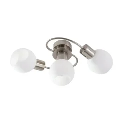 Gang|Loftlamper ^ Lindby loftlampe Ciala, 3-lys, nikkelfarvet, glas