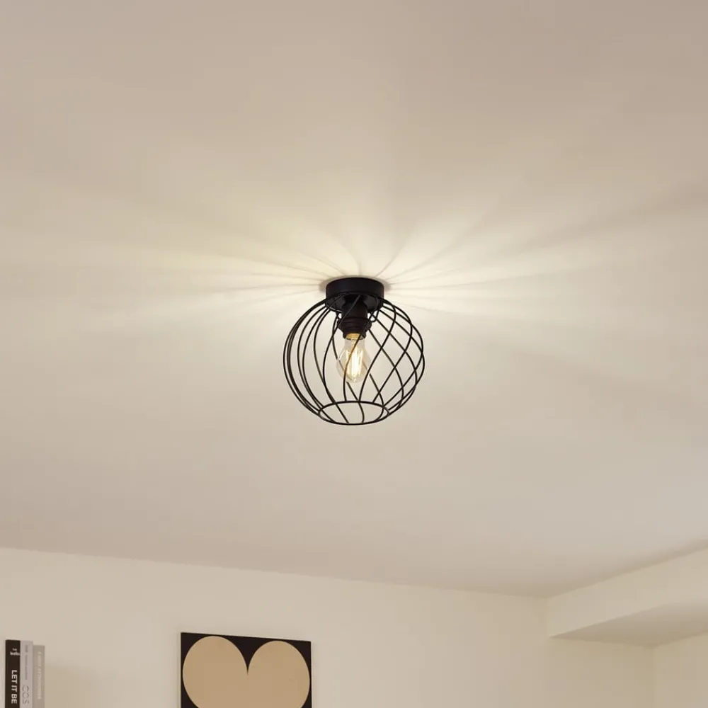 Gang|Loftlamper ^ Lindby loftlampe Danika, Ø 25 cm, sort, metal