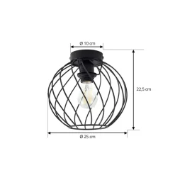 Gang|Loftlamper ^ Lindby loftlampe Danika, Ø 25 cm, sort, metal