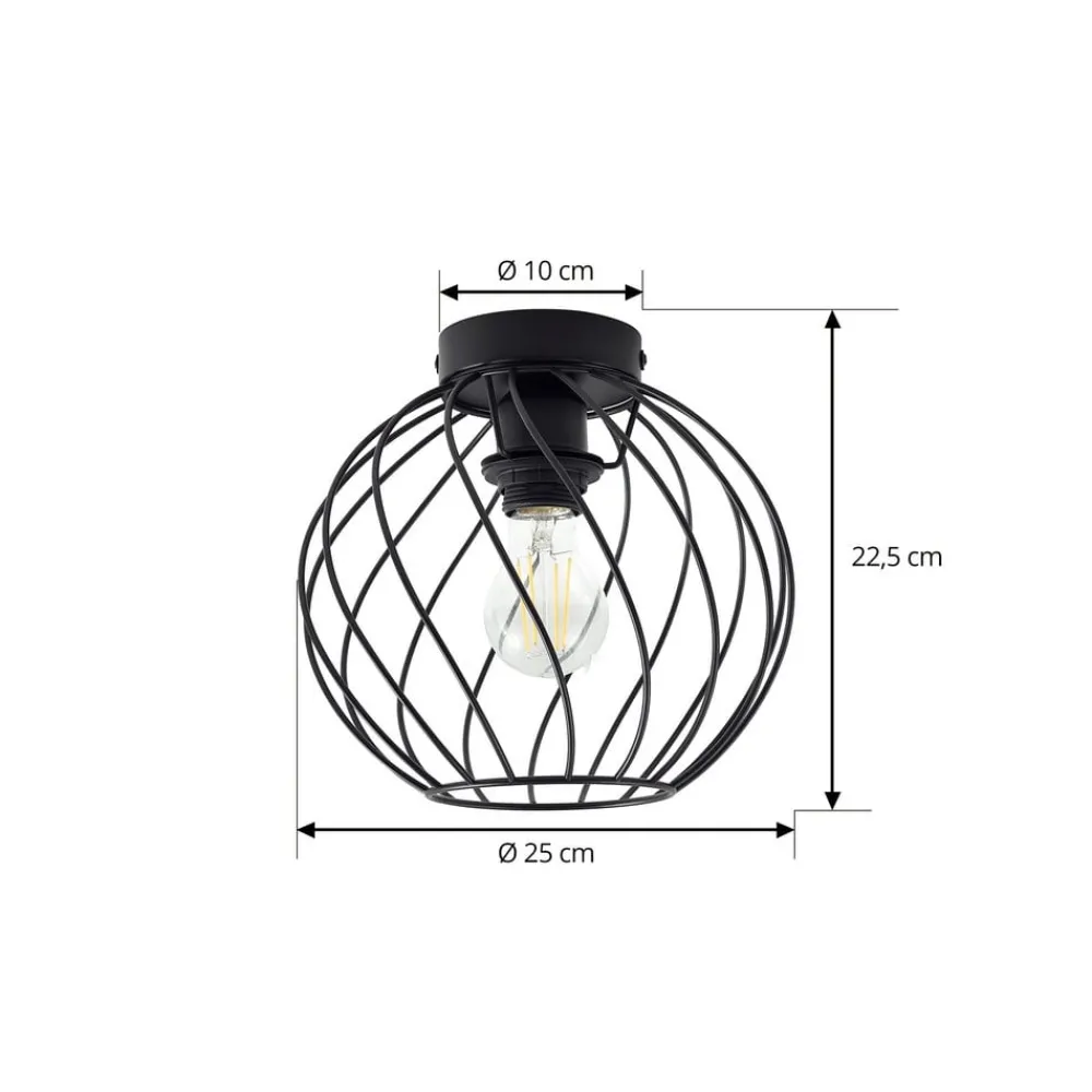 Gang|Loftlamper ^ Lindby loftlampe Danika, Ø 25 cm, sort, metal
